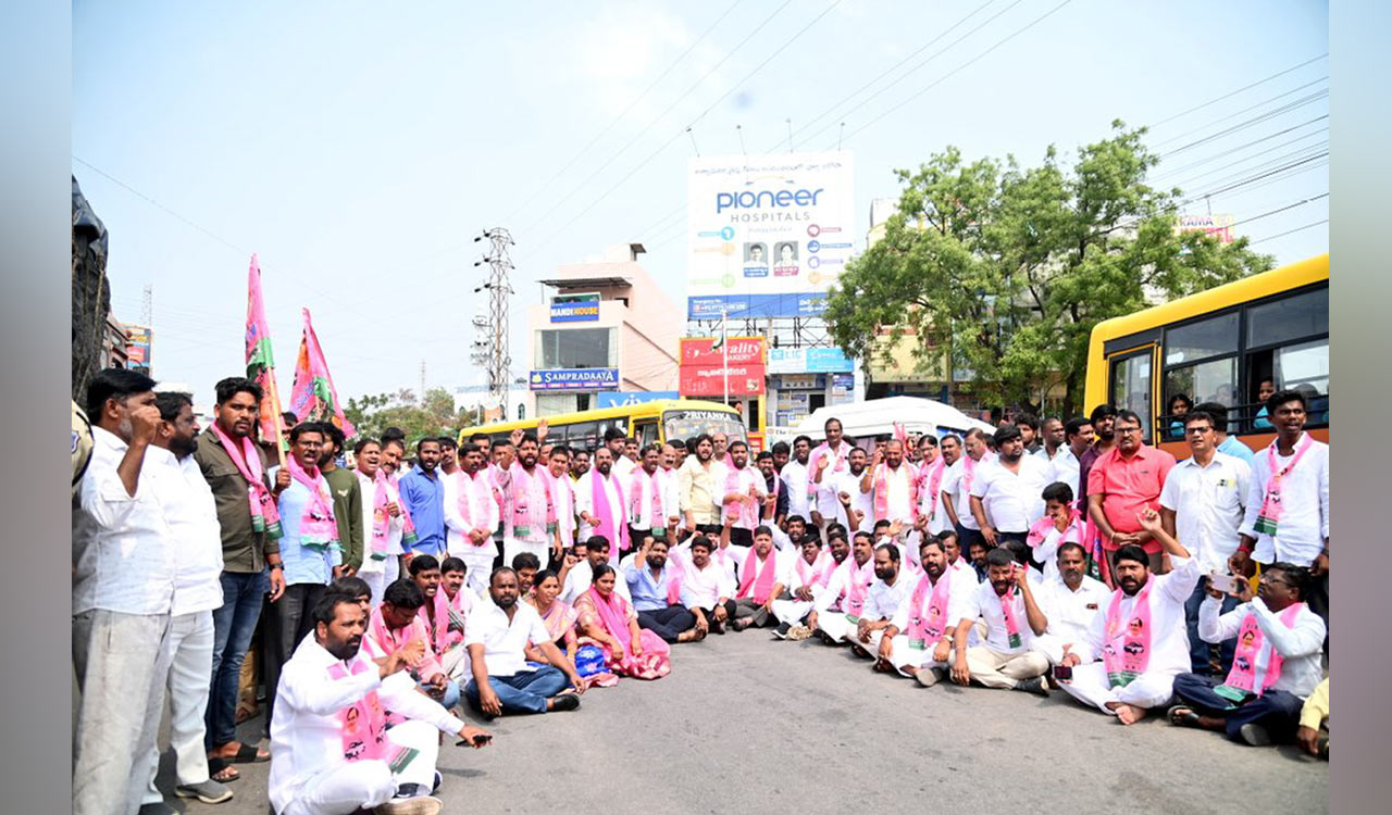 BRS protest: Demonstrations staged at Malkajgiri, Amberpet and Ibrahimpatnam