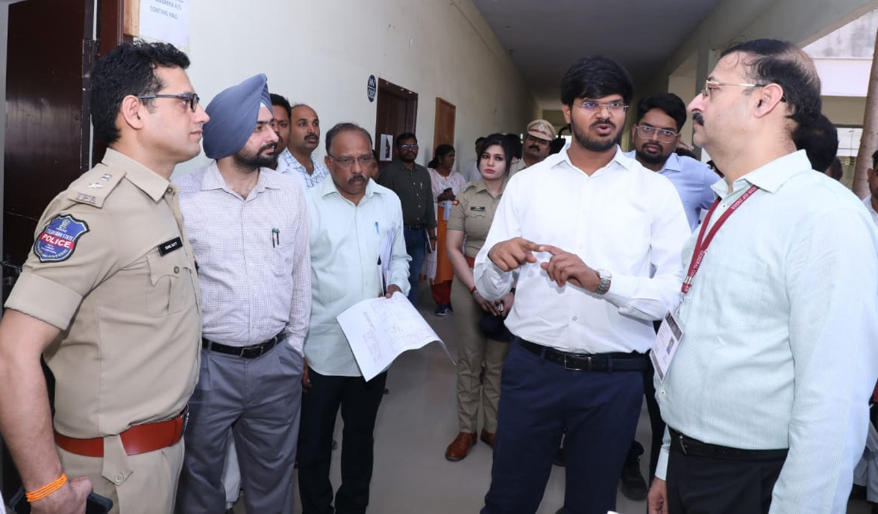 Election observer inspects reception and counting centre in Khammam